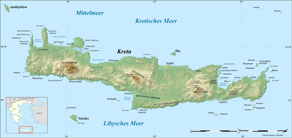 Kreta - Relief-Karte